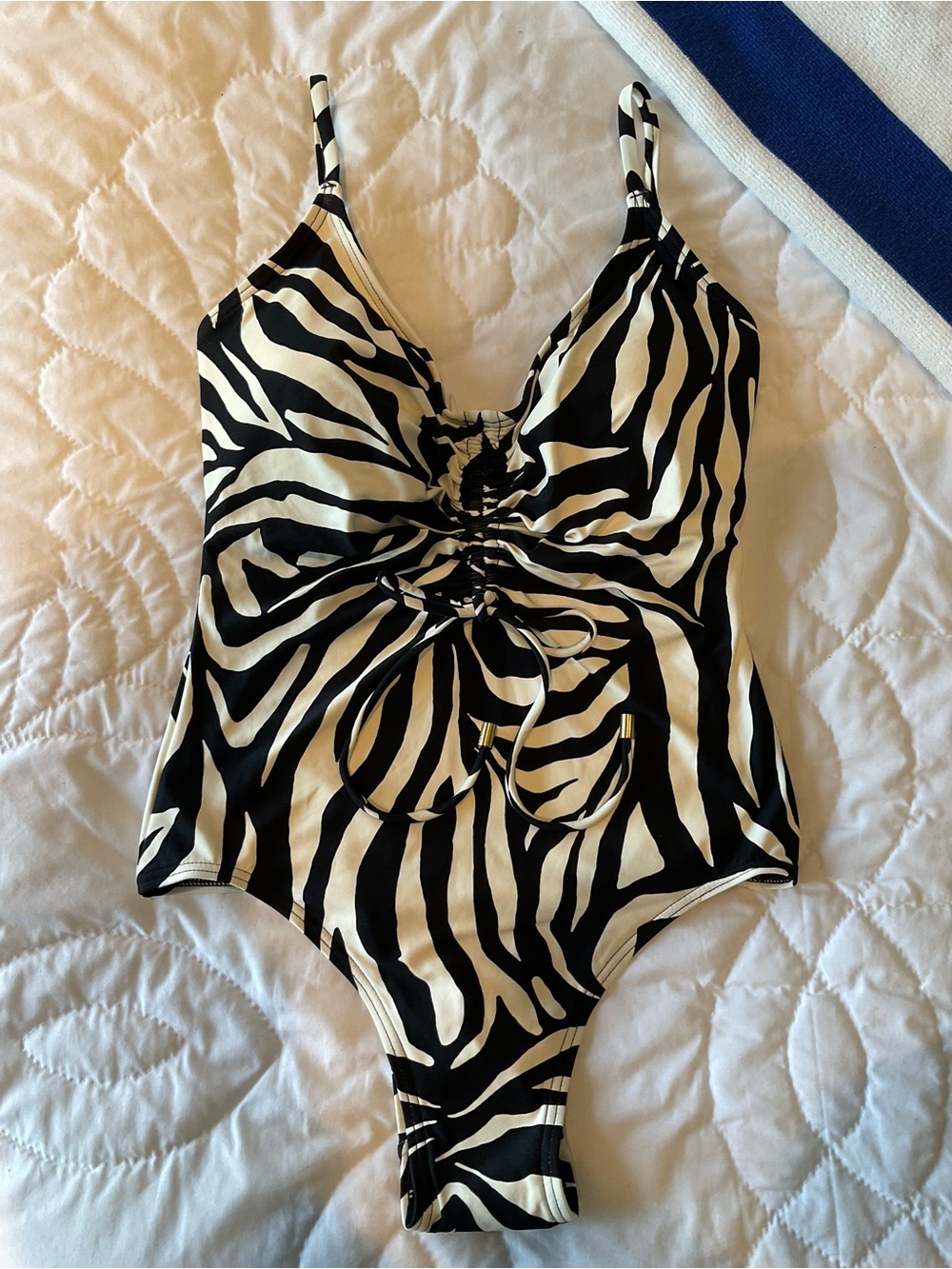 Vince Camuto Black & White Zebra-Print One-Piece Swimsuit